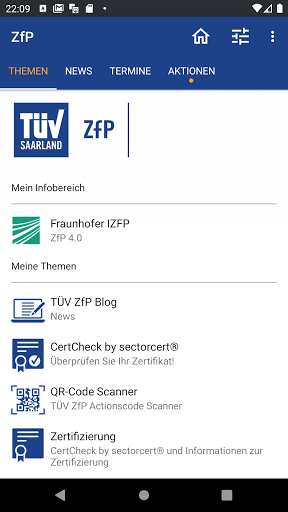 Android application TÜV Saarland ZfP screenshort