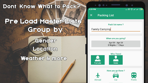 Simple Travel Packing List App Screen 3