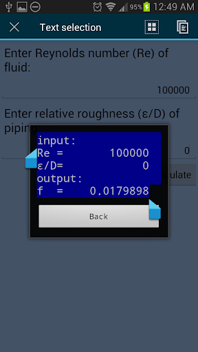 Moody Chart Calculator Screen 3