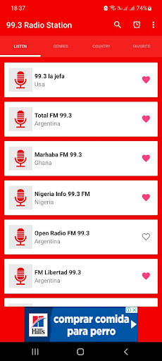 Android application 99.3 radio station app screenshort