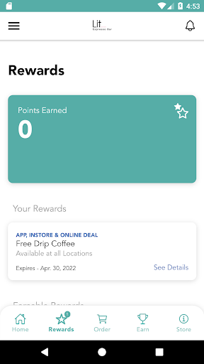 Lit Espresso Bayview Rewards Screen 2