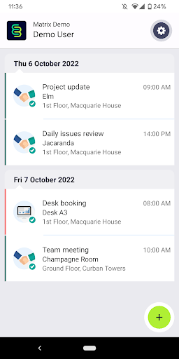 Android application Matrix Booking screenshort