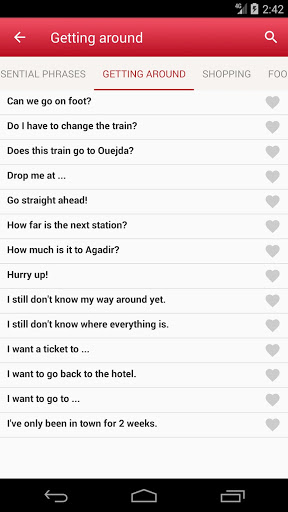 Moroccan Arabic Phrasebook Screen 2