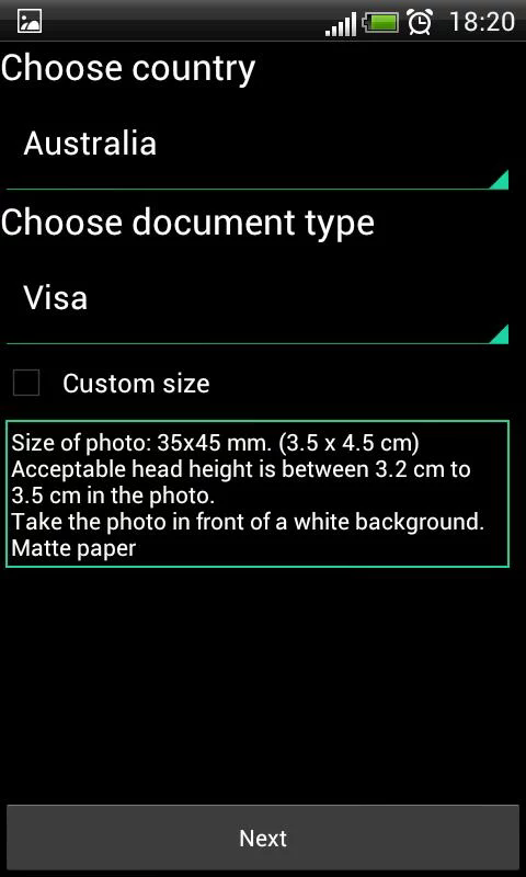 Android application ID Photo PRO screenshort