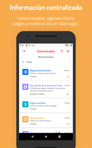 Android application Cuaderno Rojo screenshort
