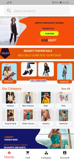 Android application Kabmart screenshort