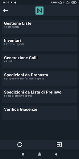 Negoziando APP Warehouse Screen 2