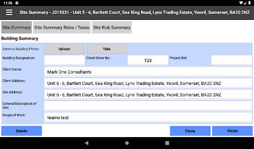 Android application TEAMS Legionella screenshort