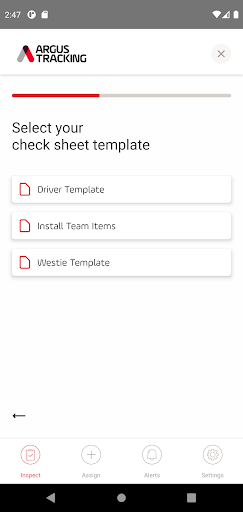 Argus Tracking Check Sheet Screen 3