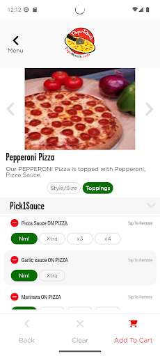 Screenshot of Papa Ronis Pizza and Ice Cream