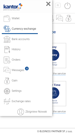 Android application kantor.pl screenshort