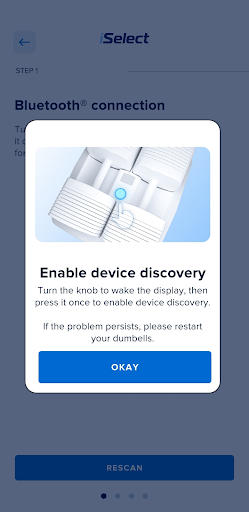 Screenshot of iSelect Dumbbell Setup App