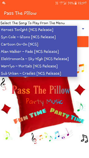 Pass the Pillow - Music Player Screen 2