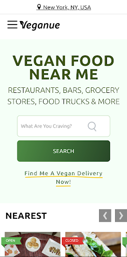 Android application Veganue - Vegan Food Near Me screenshort