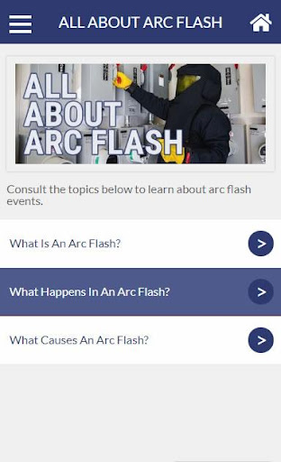 Android application Arc Flash 101 screenshort