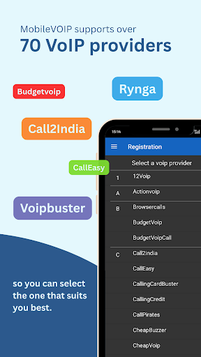 Screenshot of MobileVOIP international calls