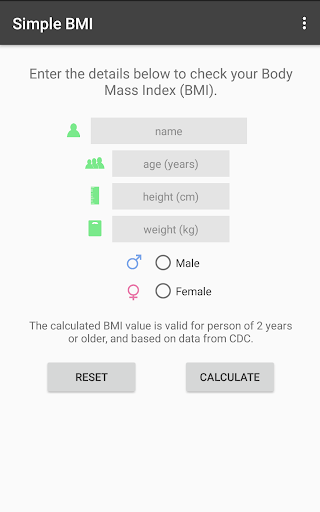 Android application Simple BMI screenshort