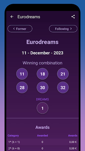 European Lottery Results Screen 3