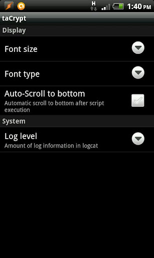 Android application taCrypt screenshort