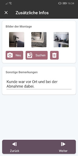 Steinform Montage App Screen 2