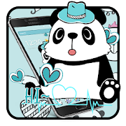 Blue Cute Panda Theme Mobile Wallpaper  Icon