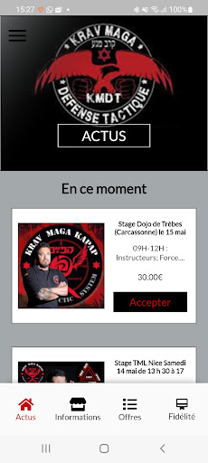 Android application KMDT Krav Maga Mandelieu screenshort