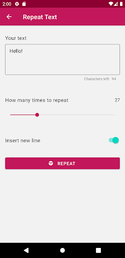 Tttt: Text Repeater Screen 2