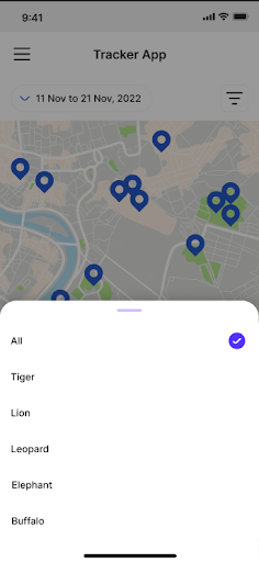 Android application Animal Tracker - CG screenshort