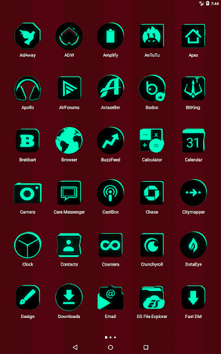 Flat Black and Teal Icon Pack