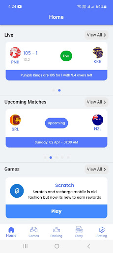 Android application IPL Score Rewards Small games screenshort