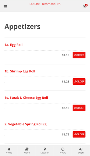 Eat Rice Richmond, VA Ordering Screen 2