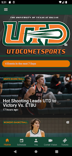 Android application UT Dallas Athletics screenshort