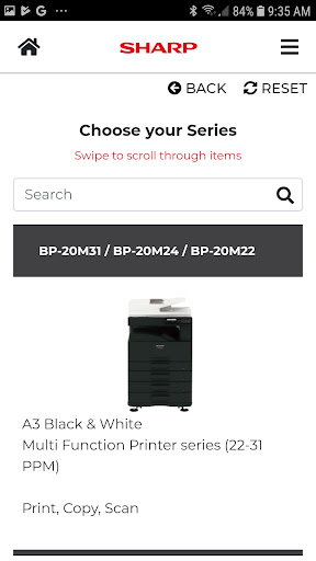 Sharp Product Configurator Screen 2