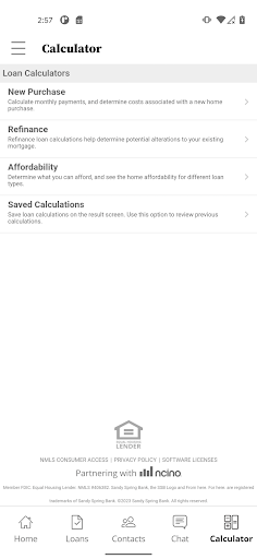 Sandy Spring Bank Home Loans Screen 2