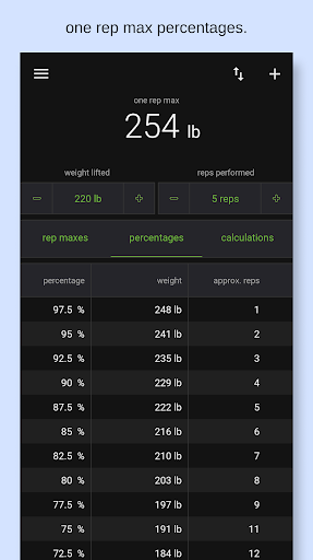 MaxOut - 1 Rep Max Calculator Screen 2
