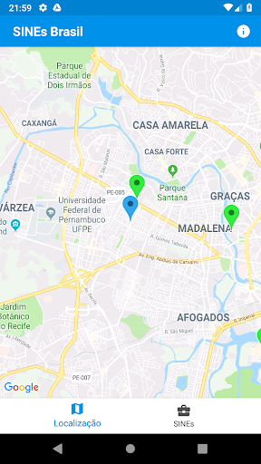 Android application SINEs e Agências do trabalho n screenshort
