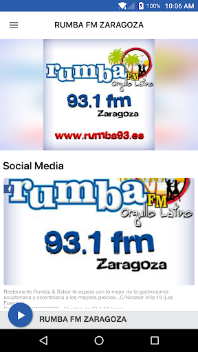 Android application RUMBA FM ZARAGOZA screenshort