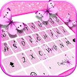 Pink Glitter Butterfly Keyboard Theme Apk