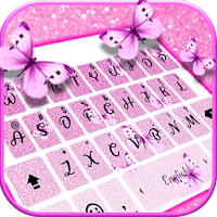Тема для клавиатуры Pink Glitter Butterfly