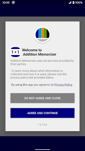 Android application Addition Memorizer screenshort