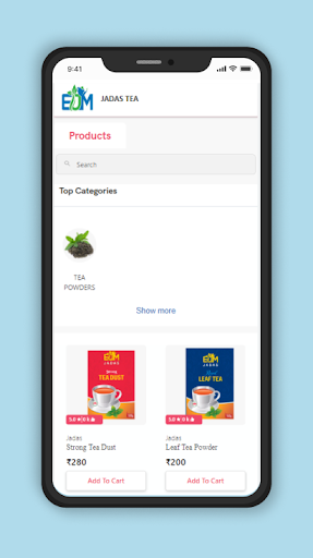 Android application Jadas Tea screenshort