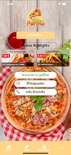 Android application Pizzeria Parma screenshort