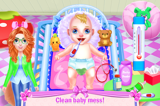 Mother newborn baby play