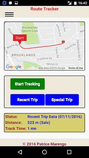 Route Tracker Screen 2