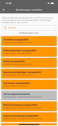 Baukosten Manager Screen 2