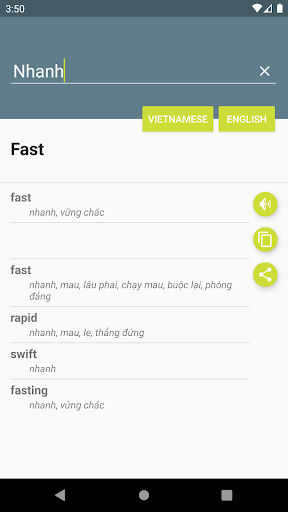 Vietnamese-English Dictionary Screen 2