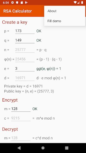 RSA Calculator Screen 3