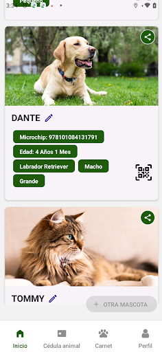 Android application Cedula Animal screenshort