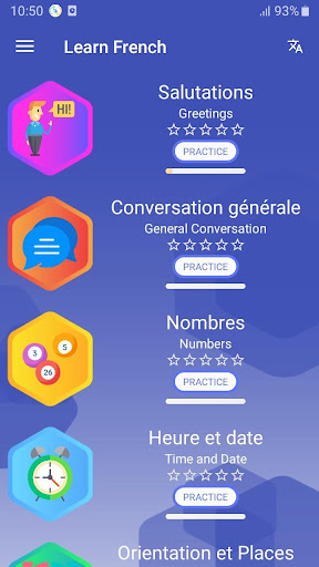 Android application Learn French daily screenshort