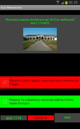 Android application Manierismo Quiz Arte screenshort